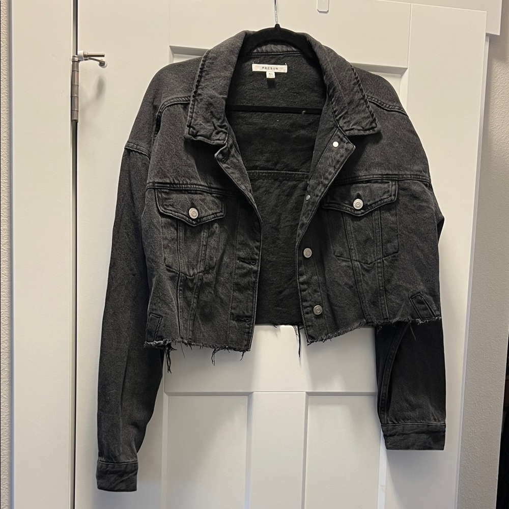 PacSun Charcoal Denim Cropped Jacket